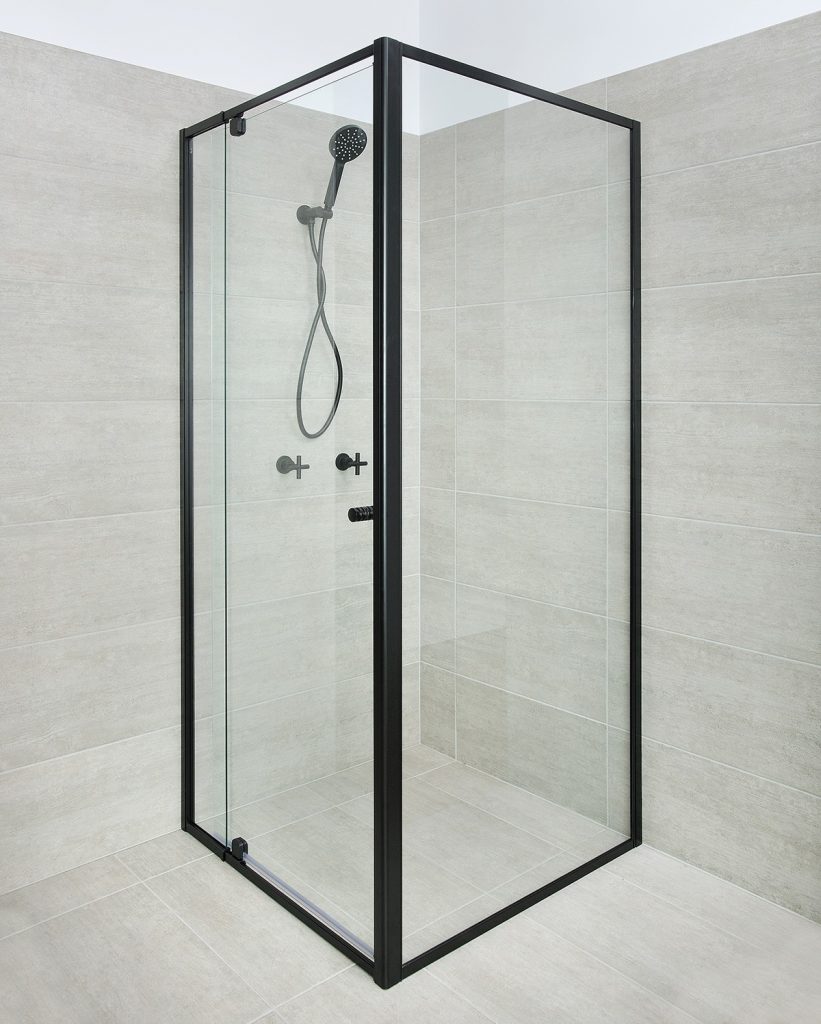 “optima” Adj Black Shower Screen Door 1950×860920 Kingborough Glazing